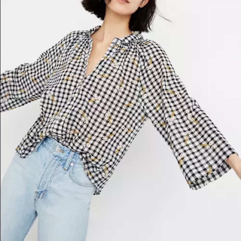 Madewell Raglan Embroidered Blouse